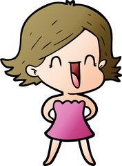 cartoon happy woman