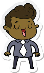 Obraz premium sticker of a happy cartoon man