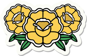 sticker of tattoo in traditional style of a bouquet of flowers