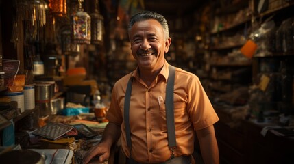 Obraz premium local businessman in store, self-employed or entrepreneur