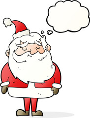cartoon santa claus with thought bubble