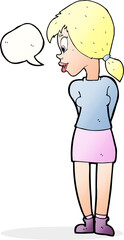 cartoon pretty girl with speech bubble
