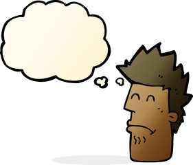 cartoon man feeling sick with thought bubble