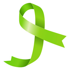 Mental Health Day. Organ Donation Month. Green ribbon.  PNG illustration isolated on transparent background
