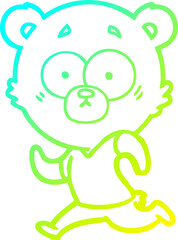 cold gradient line drawing of a surprised polar bear cartoon