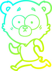 cold gradient line drawing of a surprised polar bear cartoon