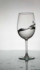 glass of water on a white background