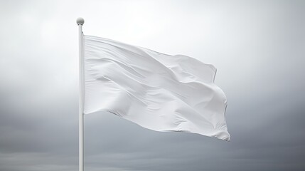 White Flag of Peace: Pristine Banner Waving on a Gray Day

