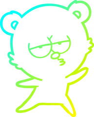 cold gradient line drawing of a bored bear cartoon