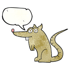 freehand speech bubble textured cartoon rat