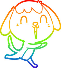 rainbow gradient line drawing of a cute cartoon dog