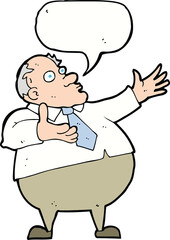 cartoon exasperated middle aged man with speech bubble