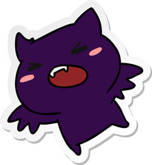 sticker cartoon illustration of a kawaii cute bat