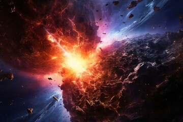 Explosion of a supernova in a galaxy far away. Generative AI