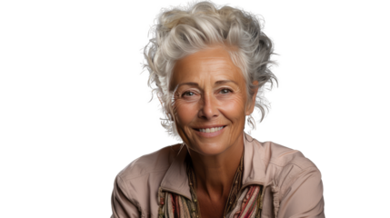 portrait of smiling senior woman without background