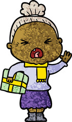 Obraz premium cartoon angry old woman