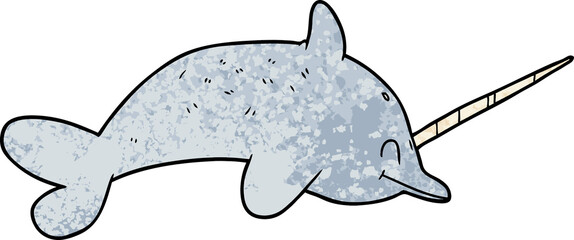 cartoon narwhal © lineartestpilot