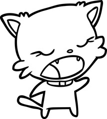 cute line drawing of a cat talking