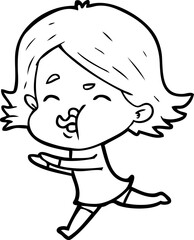 cartoon girl pulling face