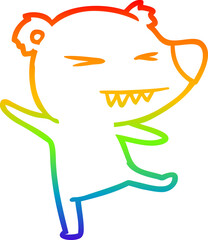 rainbow gradient line drawing of a dancing polar bear cartoon