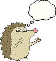 freehand drawn thought bubble cartoon cute hedgehog