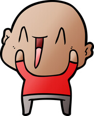 happy cartoon bald man