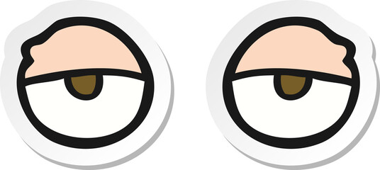 sticker of a cartoon tired eyes