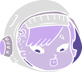 flat color style cartoon astronaut face