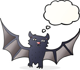 freehand drawn thought bubble cartoon halloween bat