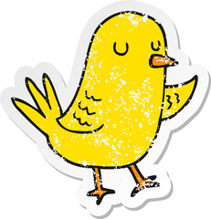 distressed sticker of a cartoon bird