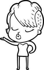 cartoon pretty hipster girl