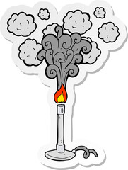 sticker of a cartoon bunsen burner