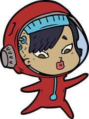 cartoon astronaut woman