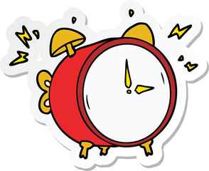 sticker of a cartoon ringing alarm clock