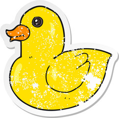 retro distressed sticker of a cartoon rubber duck