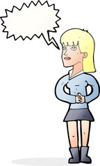 cartoon woman waiting with speech bubble
