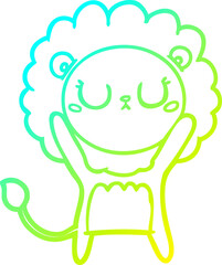 cold gradient line drawing of a cartoon lion