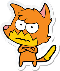 sticker of a cartoon annoyed fox