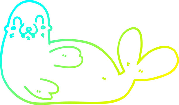 recommend clip art: cold gradient line drawing of a cartoon seal