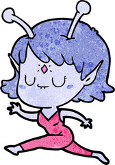 cartoon alien girl jumping