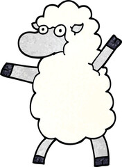 cartoon doodle sheep standing upright