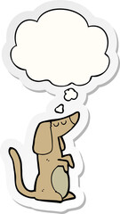 cartoon dog with thought bubble as a printed sticker