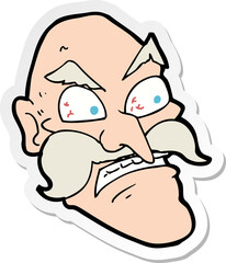 sticker of a cartoon angry old man
