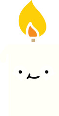 flat color retro cartoon of a lit candle
