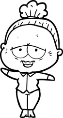 cartoon happy old lady