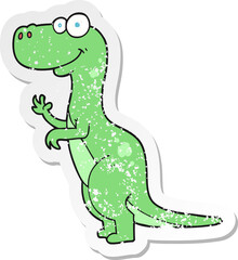 retro distressed sticker of a cartoon dinosaur