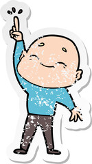 distressed sticker of a cartoon bald man dancing