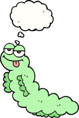 freehand drawn thought bubble cartoon caterpillar