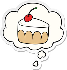 cartoon dessert with thought bubble as a printed sticker