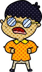 cartoon boy wearing spectacles